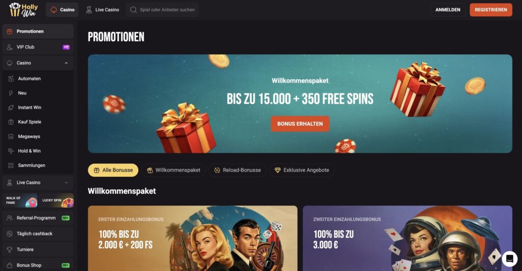 HollyWin Casino Bonus