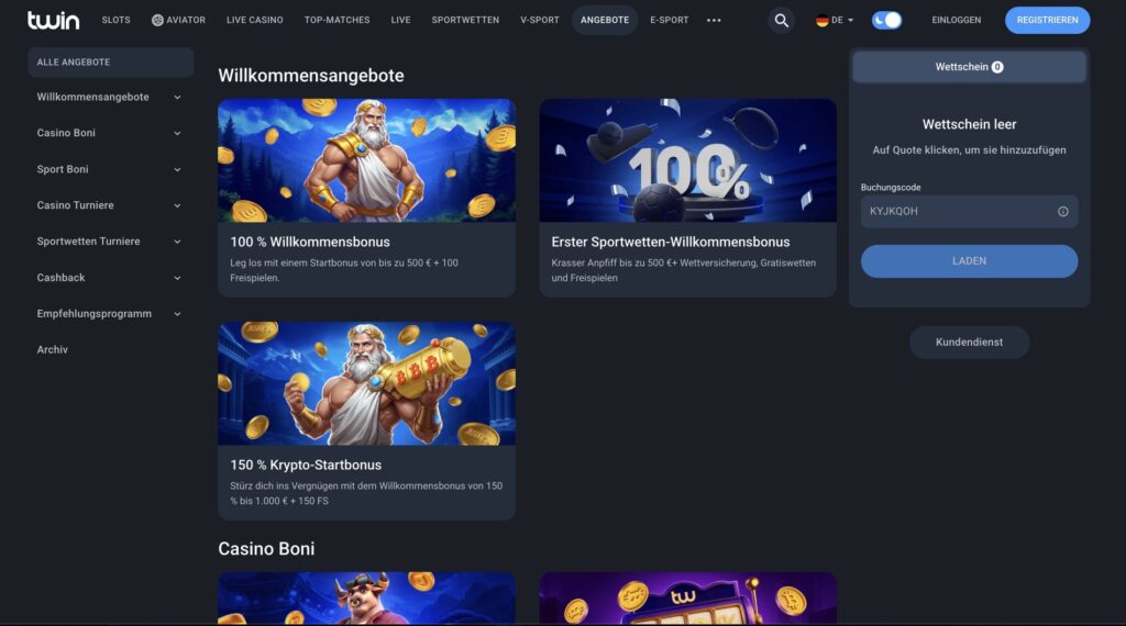 Twin Casino Bonus